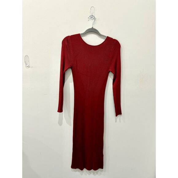 NWT Banana Republic Ribbed Ines Scoop-Back Sweater Dress Cabin Red Womens Size M - Picture 2 of 7